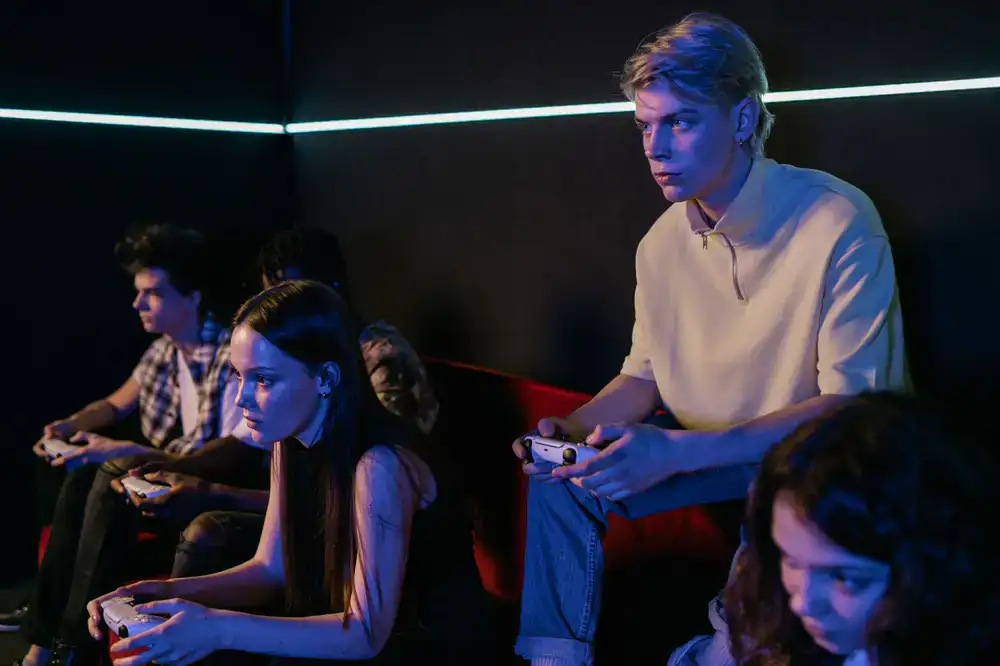 Group of players discussing strategy